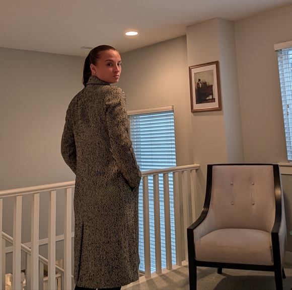 Single Button Herringbone Wool Coat - Picture 6 of 10